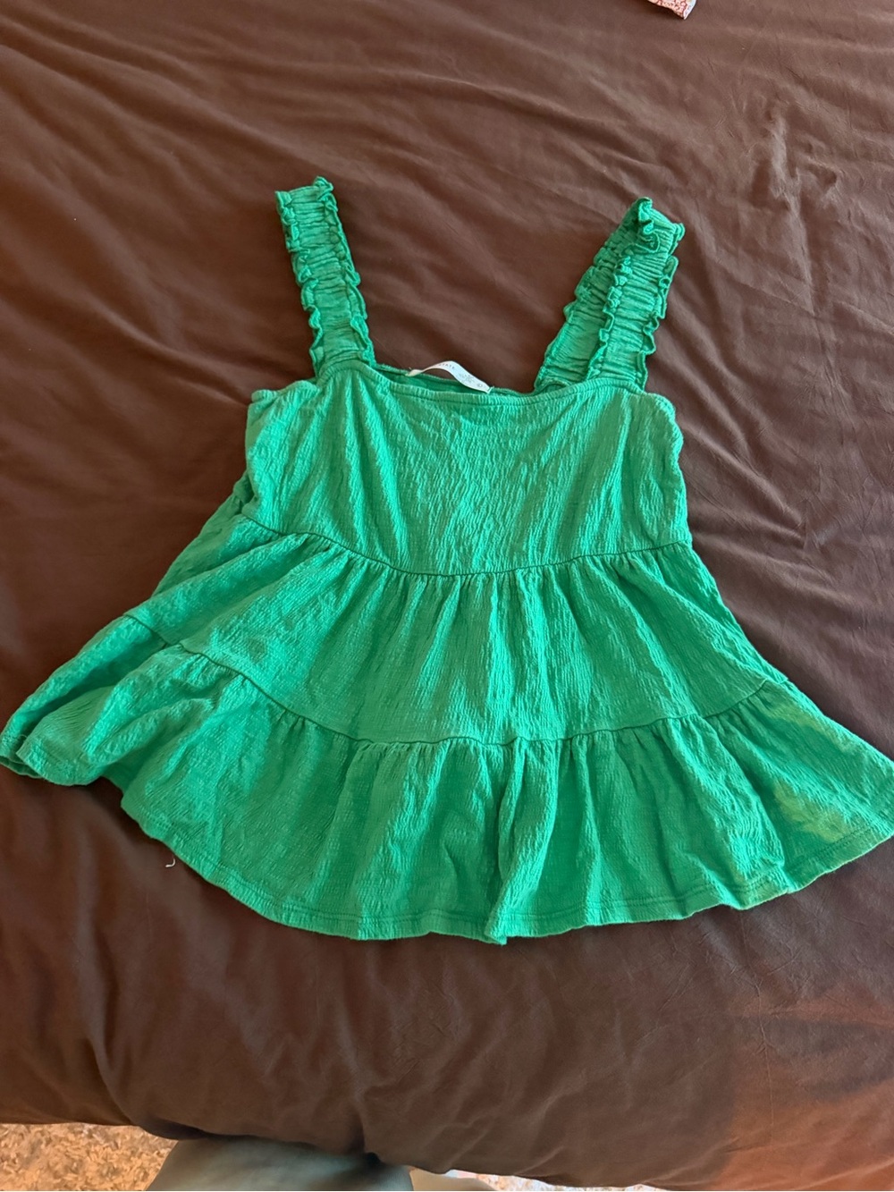 Women's Green Ruffled Tiered Shirt - Brand